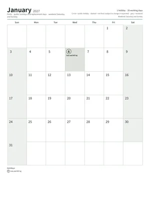 First page of the monthly calendar, A4 (12 pages) (A4 portrait · 12 pages · about 136 KB)