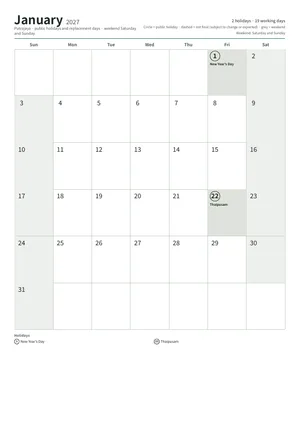 First page of the monthly calendar, A4 (12 pages) (A4 portrait · 12 pages · about 130 KB)