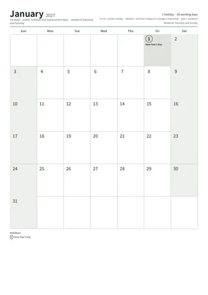 First page of the monthly calendar, A4 (12 pages) (A4 portrait · 12 pages · about 124 KB)