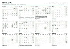First page of the year calendar, A4 landscape (A4 landscape · 1 page · about 92 KB)