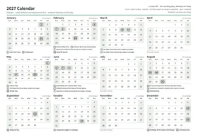 First page of the year calendar, A4 landscape (A4 landscape · 1 page · about 98 KB)