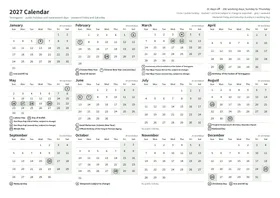 First page of the year calendar, A4 landscape (A4 landscape · 1 page · about 92 KB)