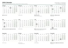 First page of the year planner, A4 landscape (A4 landscape · 1 page · about 67 KB)