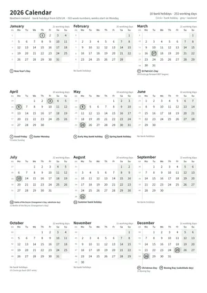 First page of the year calendar, A4 portrait (A4 portrait · 1 page · about 67 KB)