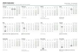 First page of the year planner, A4 landscape (A4 landscape · 1 page · about 66 KB)