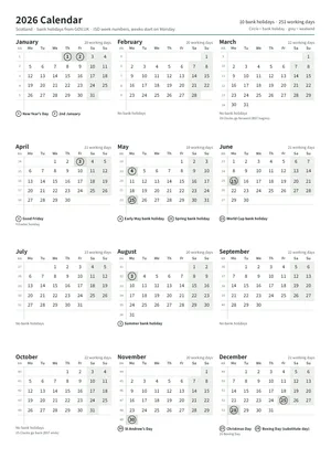 First page of the year calendar, A4 portrait (A4 portrait · 1 page · about 66 KB)