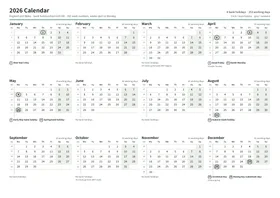 First page of the year planner, A4 landscape (A4 landscape · 1 page · about 64 KB)