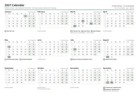 First page of the year planner, A4 landscape (A4 landscape · 1 page · about 66 KB)