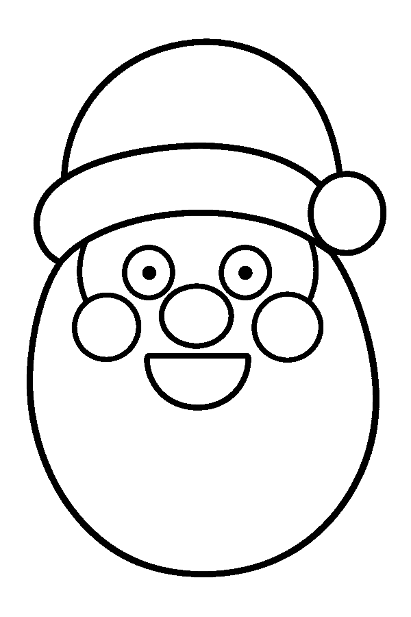 Ausmalbild Weihnachtsmann: großes Gesicht vom Weihnachtsmann mit Mütze und Bart