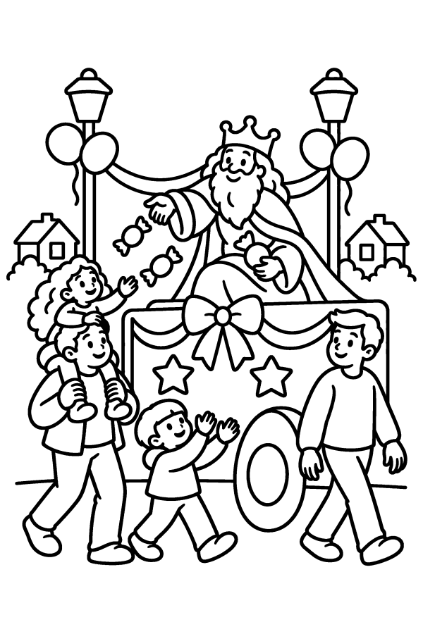 Dibujo de los Reyes Magos para colorear: la cabalgata de los Reyes Magos