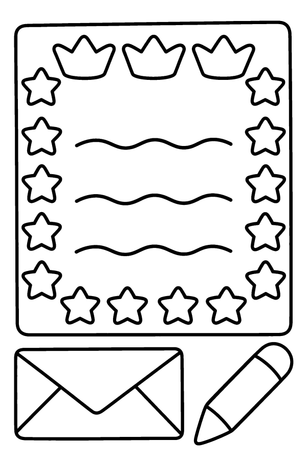 Dibujo de los Reyes Magos para colorear: una carta para los Reyes Magos
