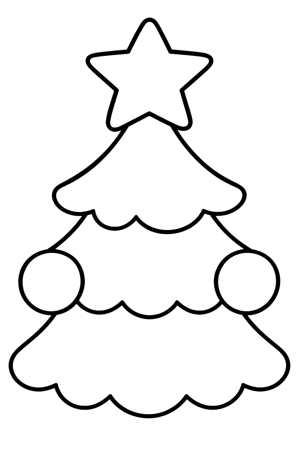 Dibujo de árbol de Navidad para colorear: la estrella en la punta del árbol de Navidad