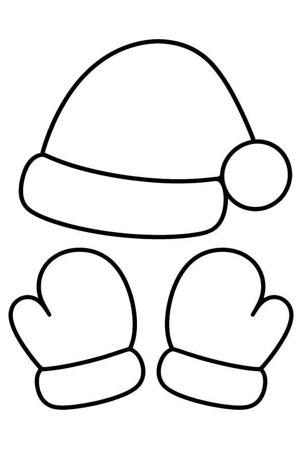 Dibujo de Papá Noel para colorear: su gorro y sus guantes