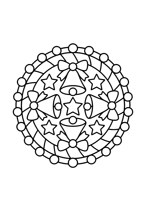 Mandala de Navidad para colorear: un mandala de campanas navideñas