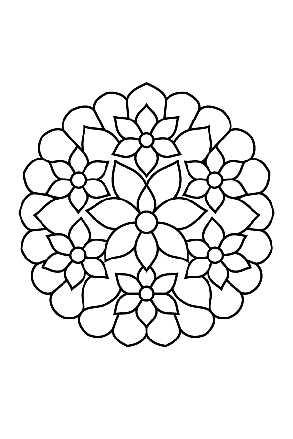 Mandala de Navidad para colorear: un mandala de flores de nochebuena o de Pascua