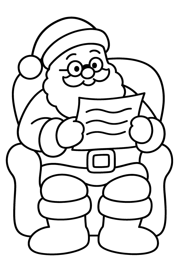 Dibujo de Papá Noel para colorear: lee la carta de un niño