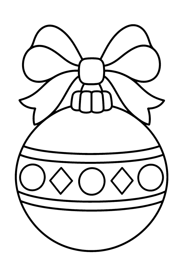 Coloriage de Noël facile : une grosse boule de Noël avec un nœud