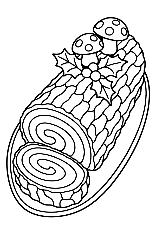 Coloriage de Noël : une bûche de Noël