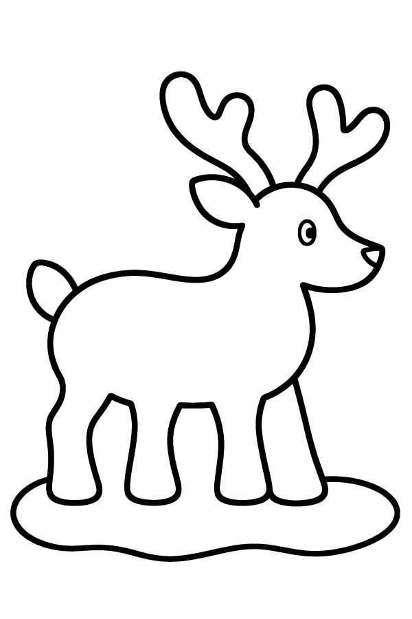 Coloriage de Noël facile : un renne de Noël