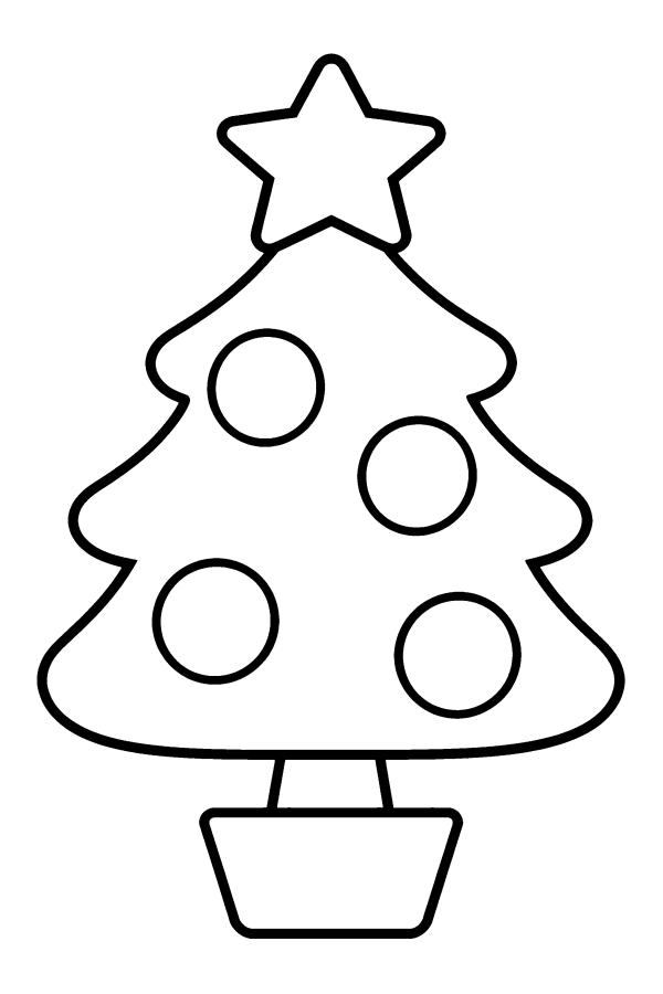 Coloriage de Noël facile : un grand sapin de Noël avec une étoile