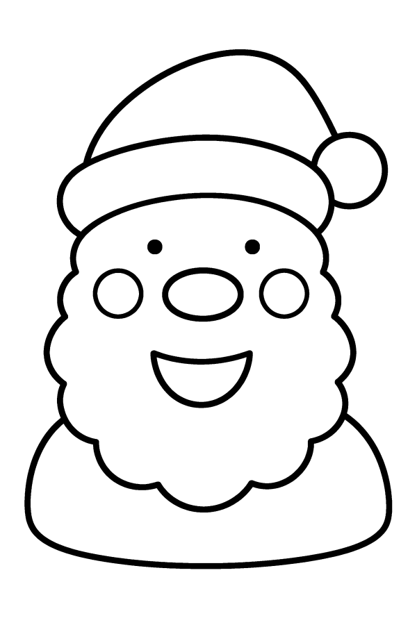 Coloriage de Noël facile : la tête du Père Noël avec son bonnet