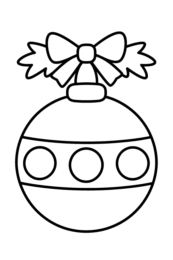 Disegno di Natale da colorare: una grande pallina di Natale con il fiocco e un rametto