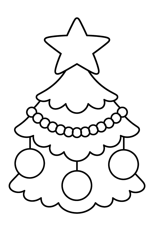 Disegno di Natale da colorare: il puntale a stella in cima all'albero di Natale