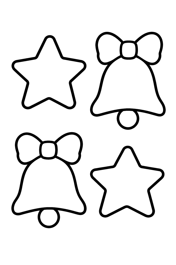 Disegno di Natale da colorare: stelle e campanelle da ritagliare