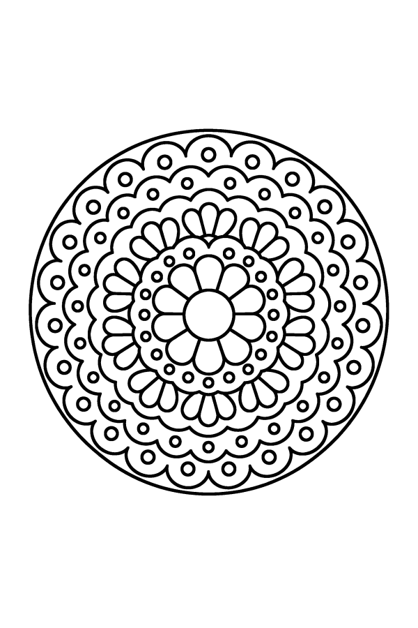 Kleurplaat mandala: een mandala van fijn kantwerk