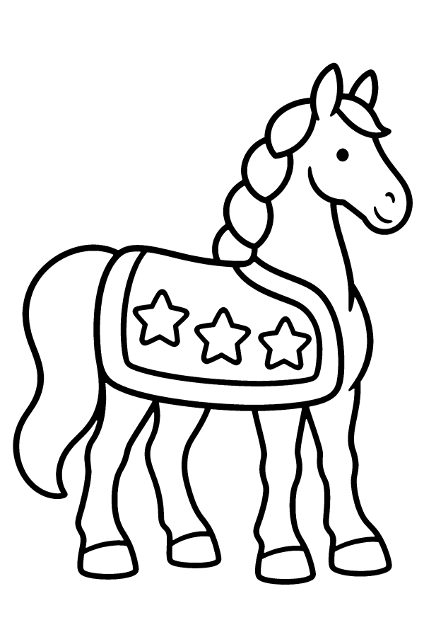 Kleurplaat Sinterklaas: het paard draagt een mooie deken