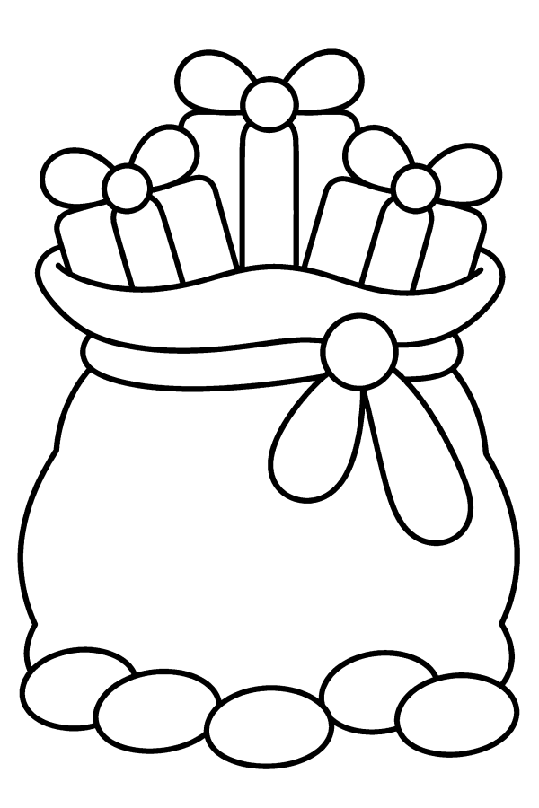 Kleurplaat Sinterklaas: de grote zak vol cadeaus