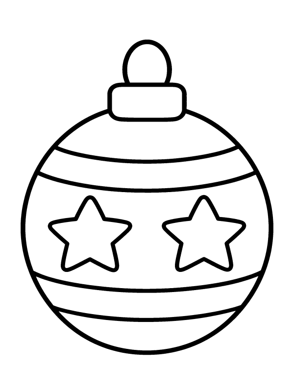 Candy Canes, Stockings & Ornaments coloring page: one big round ornament with stars