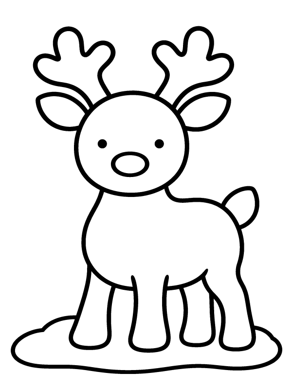 Reindeer coloring page: a friendly reindeer standing in the snow