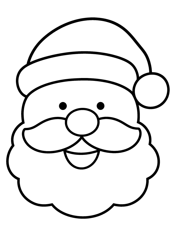 Santa Claus coloring page: Santa's big face with his hat, mustache and beard